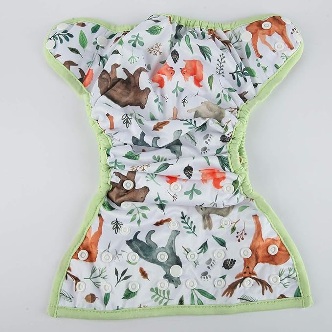 Baby Diaper Cover Nappy One Size 10lbs to 36lbs (Watercolour Animals)
