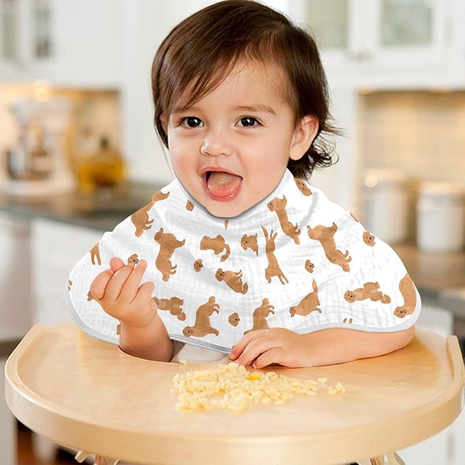 Muslin Burp Cloths for Baby Boys and Girls - 4-Pack Ultra Absorbent Golden Retriever Dogs Muslin Washcloths, Newborn Towel, Milk Spit Up Rags, Burp Cloth Bib for Unisex, 22 x 11 Inch