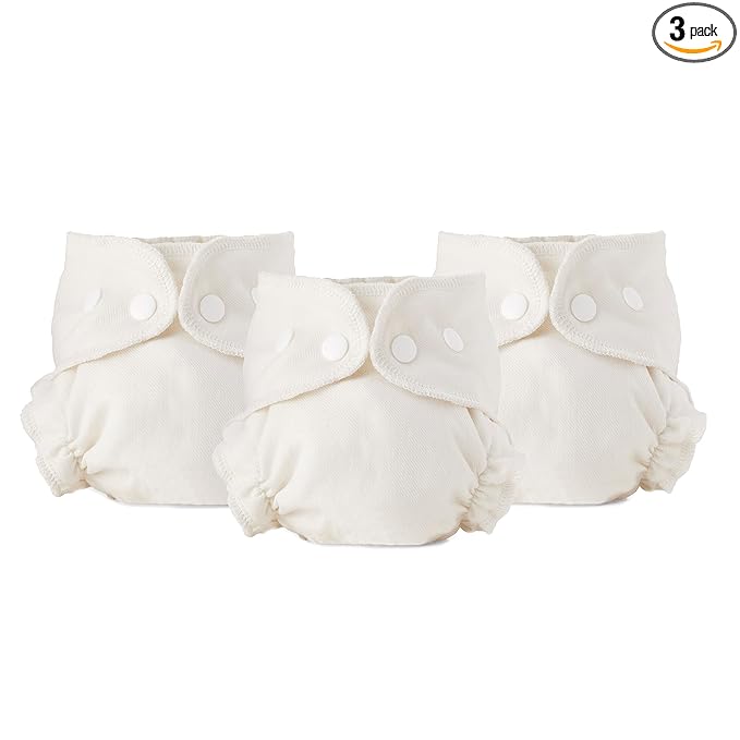 Esembly Cloth Diaper Inner - Organic Cotton Fitted Diaper- Soft, Ultra-Absorbant, Trim-Fitting Layer to Pair with Waterproof Outer for Blowout-Proof Diapering - 3-Pack, Size 1 (7-17lbs)