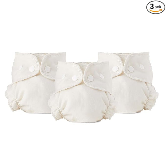 Esembly Cloth Diaper Inner - Organic Cotton Fitted Diaper- Soft, Ultra-Absorbant, Trim-Fitting Layer to Pair with Waterproof Outer for Blowout-Proof Diapering - 3-Pack, Size 2 (18-35lbs)