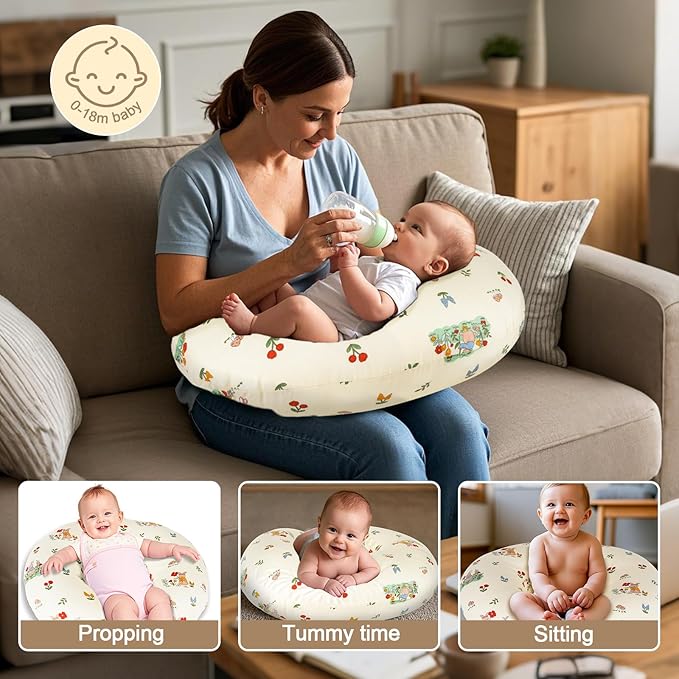 x-vesolje Nursing Pillow, Breastfeeding Pillow with Removable Cover, Ergonomic Breast Feeding Pillow, Baby Feeding Support Pillow for Mom Easier Breastfeeding- Original Size/Bunny