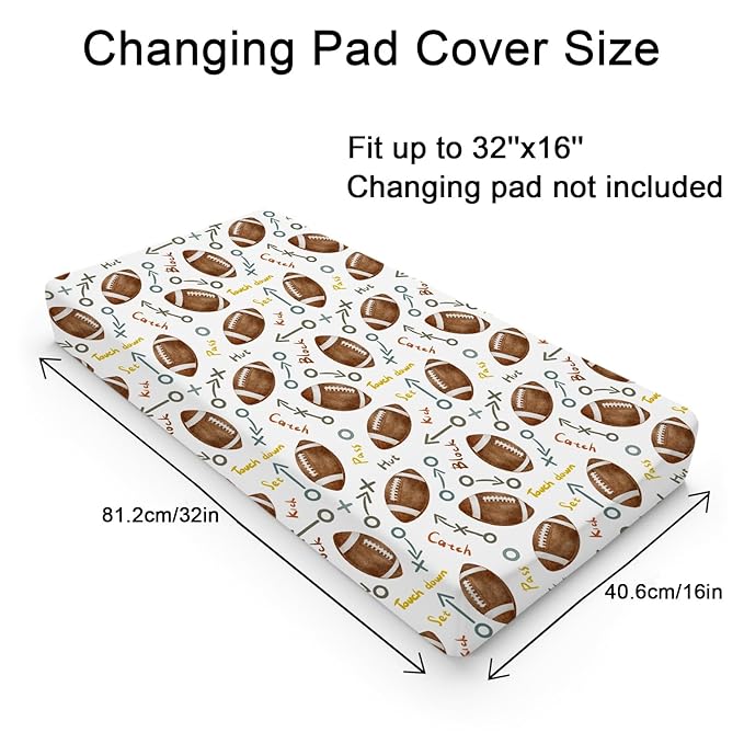 Watercolor American Football Baby Changing Pad Cover for Boy Girl 32''x16'' American Football Rules Fitted Diaper Change Table Sheet Outdoor Sports Gift Soft Breathable Baby Changing Table Mats