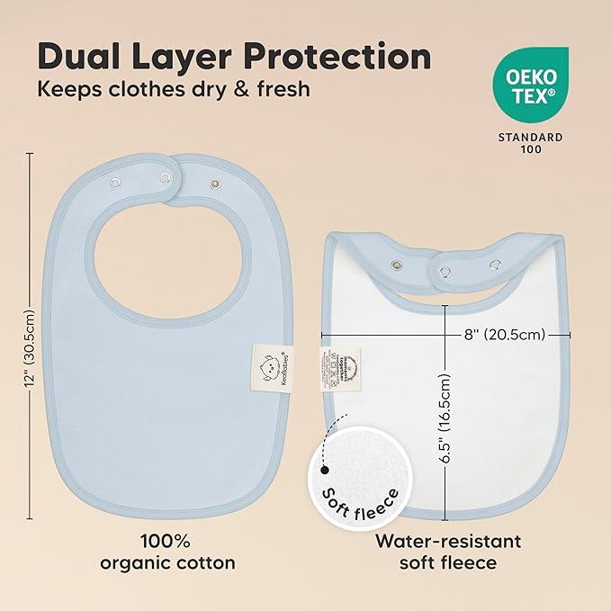 KeaBabies 8-Pack Organic Baby Bibs for Boys, Girls - Soft Cotton Drooling and Teething Bibs for Baby Girl & Boy, Extra Absorbent, Easy To Clean & Put On for Toddler, Newborn, Infant 0-24 Months(Dew)