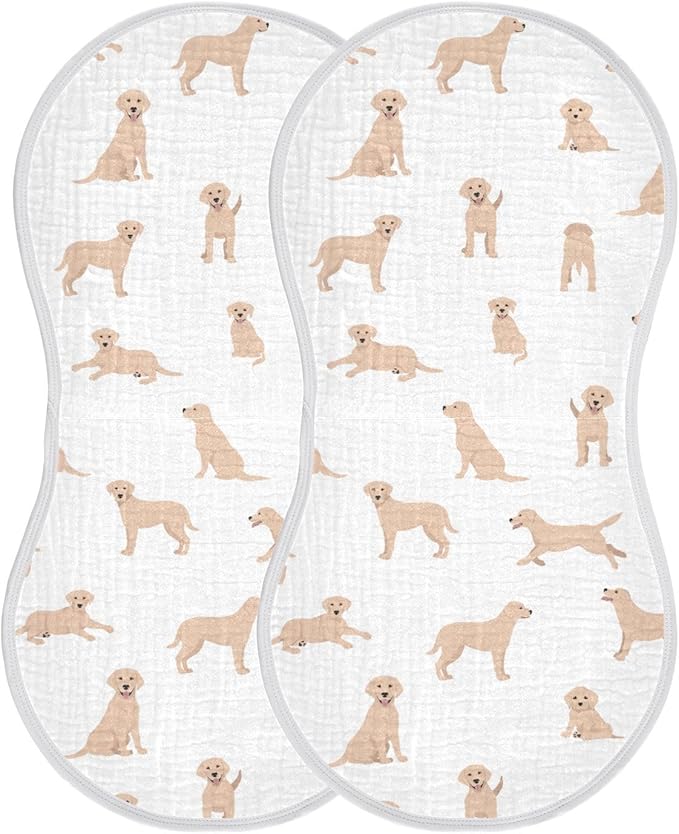 vvfelixl Muslin Burp Cloths Labrador Retriever Dog Baby Washcloths for Baby Girl Boys 2 Pack