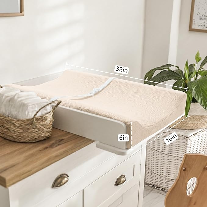 Bearmoss Baby Changing Pad Cover, Muslin [100% Cotton] Diaper Table Covers, 32'' x 16'' Soft Breathable Changing Pad Sheets for Unisex Baby Girls and Boys with Strap Holes (Goose)