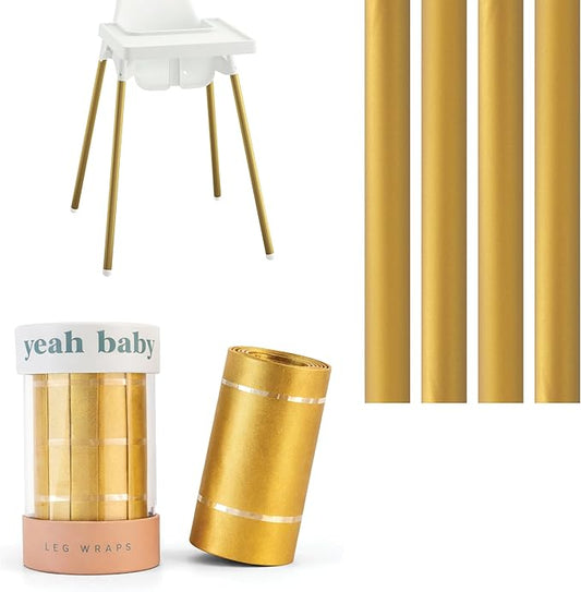 Yeah Baby Goods Highchair Leg Wraps (Gold) - Compatible with The IKEA Antilop Highchair - Stylish IKEA High Chair Accessories w/Easy Self-Adhesive