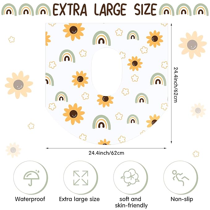 50 Pack Toilet Seat Covers Disposable Large Waterproof Toilet Covers for Toddlers Kids Adult Individually Wrapped Portable for Travel Toddler Potty Training for Public Restroom Trip(Flowers, Rainbow)