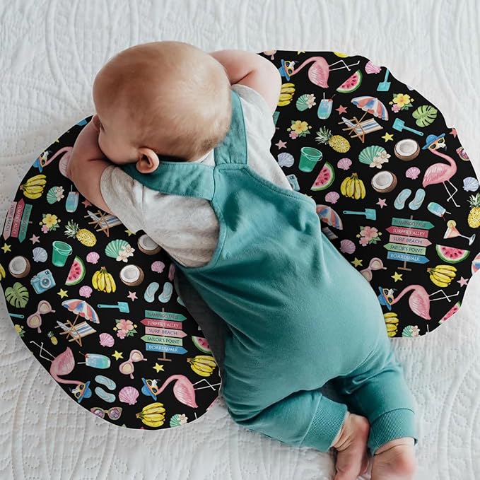 Surf Beach Summer Nursing Pillow Covers for Boy Girl Flamingo Tropical Leaves Floral Fruits Nursing Slipcovers for Breastfeeding Pillows Beach Party Vacation Soft Stretchy Covers for Newborn Infant