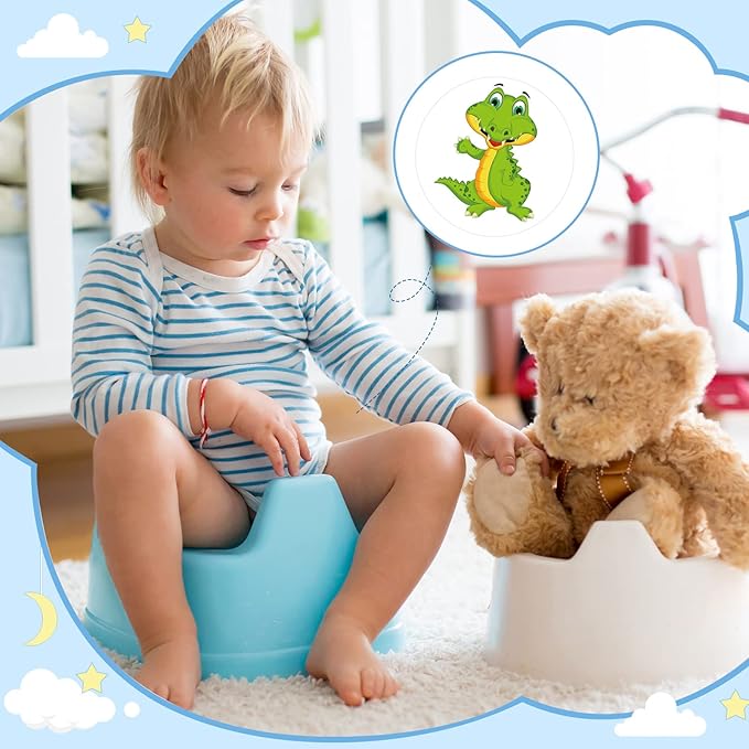 Geyee 24 Pcs Potty Training Stickers Potty You Pee on Toilet Reveal Stickers Chart Reusable Pee Decals Color Changing Seat Toilet Targets for Boys Girls Kids Training Use(Animal)