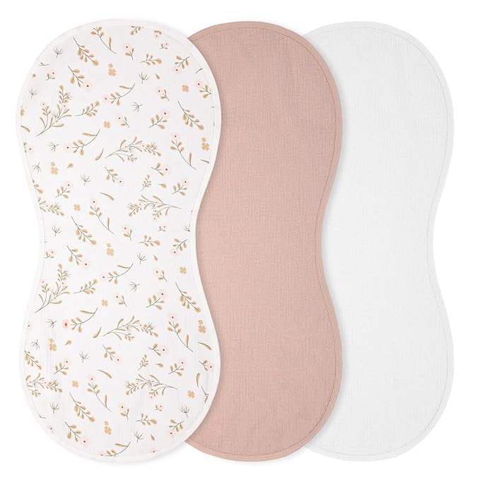Hahafelt 3 Pcs Changing Pad Liners Fits in Peanut Shape Changing Pad Waterproof Diaper Mats Organic Cotton Peanut Mats are Warm on a Baby's Back, Washable Reusable(Print Style,Beige)