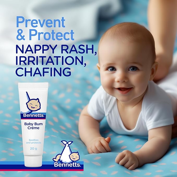 Bennetts Baby Bum Cream 20g – Water-Repellent Diaper Barrier Cream for Newborns – Protects Against Nappy Rash & Redness