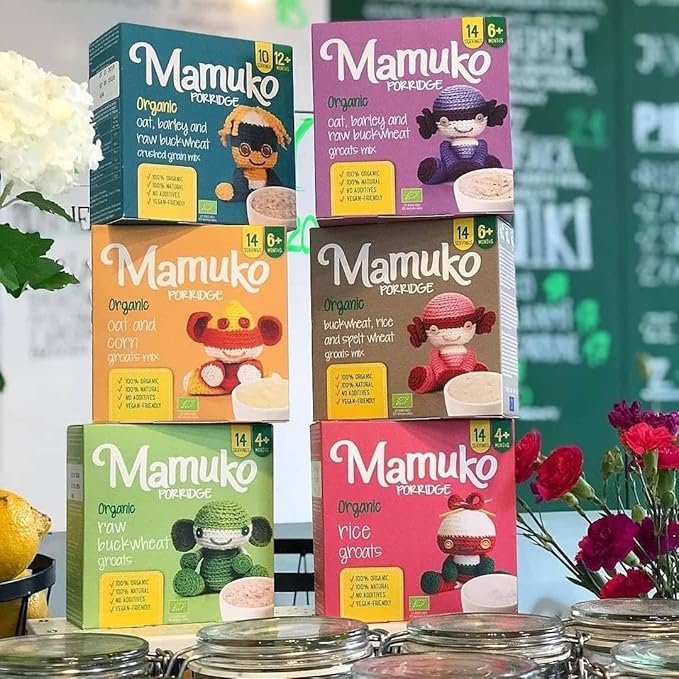 MAMUKO Organic Raw Buckwheat Porridge - High Fiber Porridge with No Added Sugar, Milk & Preservatives - Vegan Porridge Ideal for Little Ones from 4+ Months - (200g - 10 Servings)