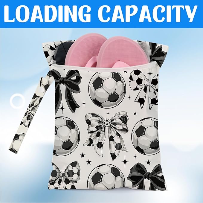 Soccer Wet Dry Wet Bag for Swimsuit Towel Baby Travel Cloth Diapers Beach Gym Toiletries Makeup Storage Bag Summer Vacation Essential Holiday Coquette Soccer Coach Team Gifts Game Day Party