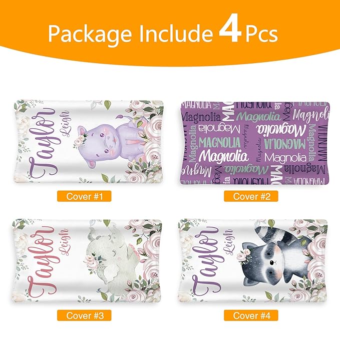 Custom Changing Pad Cover Set - Jersey Knit Comfy CozyUltra Soft Unisex Diaper Changing Table Covers with Personalized Name for Baby Boys Girls - Waterproof Ultra Soft 4 Pcs Set Style11