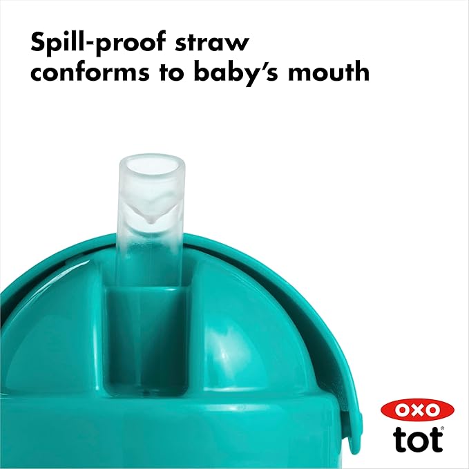 OXO Tot 6 Ounce Transitions Straw Cup with Removable Handles - Teal