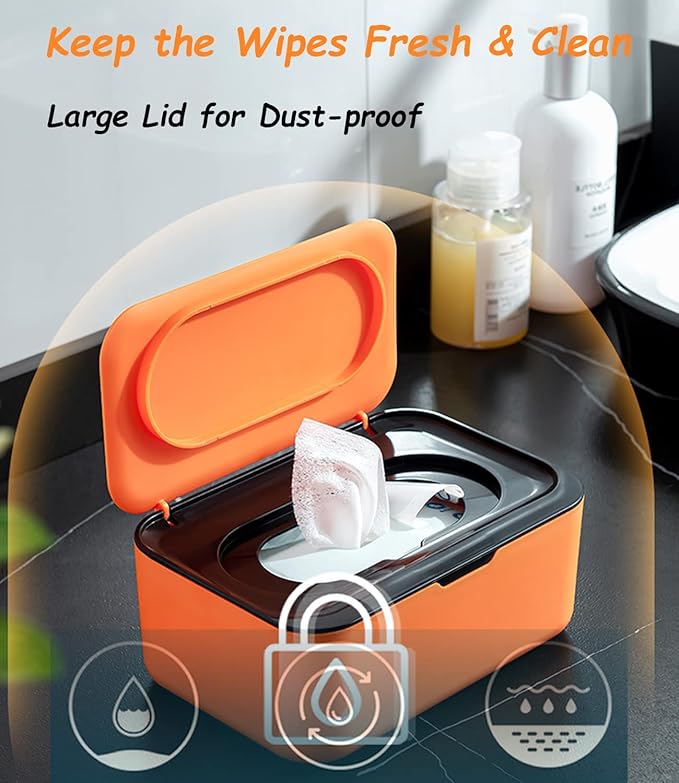 Wipes Dispenser with 4 Pack Portable Baby Wipe Case, Wipe Holder for Baby & Adult, Seposeve Refillable Wipe Container, Keeps Wipes Fresh, Easy Open/Close Wipes Pouch Case, Orange+ 4 Multicolor