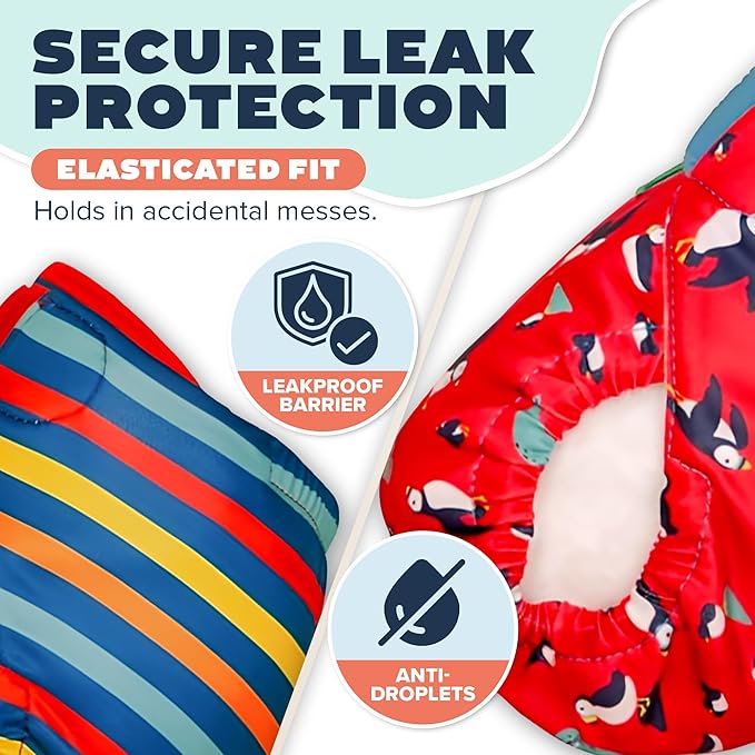 TotsBots Reusable Swim Diapers - Baby & Toddler Swimming Diapers, Adjustable Water-Friendly Swim Diaper - 2 Pack Bundle - (Size 2)