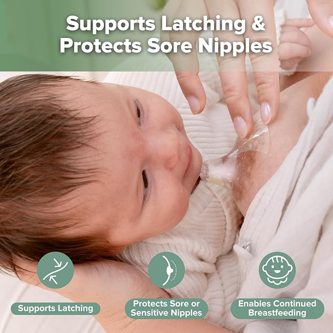 haakaa Silicone Nipple Shields for Breastfeeding Newborns, Contact Nipple Shield for Latching Difficulties, Flat or Inverted Nipples, Includes Storage Case (18mm, 4pcs)