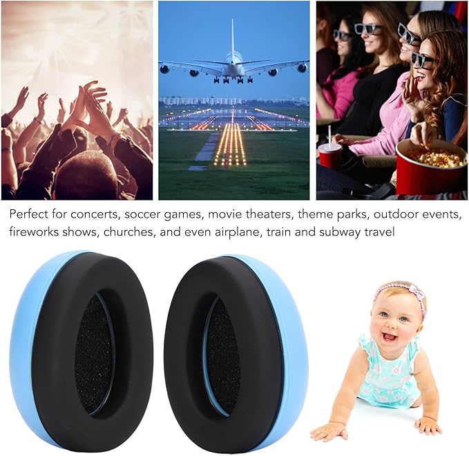 SUNGOOYUE Noise Cancelling Infant Ear Muff, Soft Padded Design Baby Earmuff Ear Protection Headphones with Elastic Headband(Blue)
