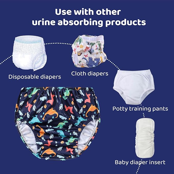 8 Packs Reusable Plastic Diaper Covers and Waterproof Rubber Underwear for Toddlers for Plastic Underwear for Toddlers Boys 2t