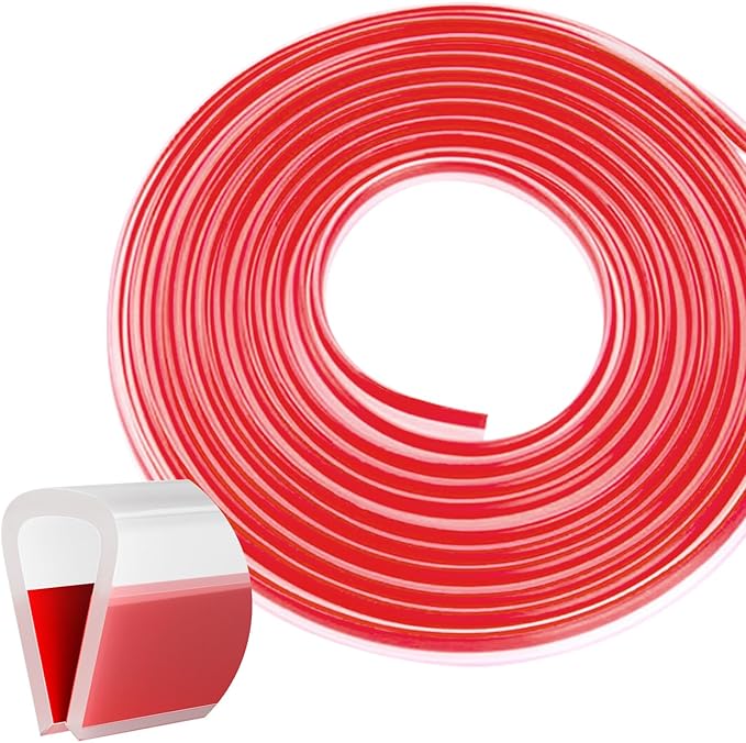 Silicone Edge Trim Self-Adhesive U Channel Silicone Edge Trim Edge Protector for Sheet Metal (Clear, Fit 1/4" - L 10')