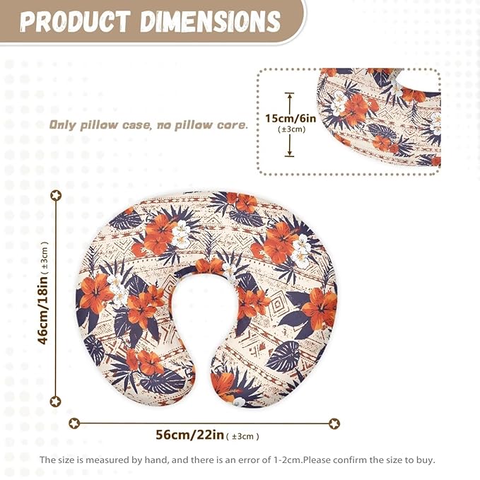 Aztec Tribal Nursing Pillowcase, Hibiscus Flower Nursing Pillow Cover, Ethnic Style Soft Breathable for Moms Baby Nursing Pillow Cover, Machine Washable