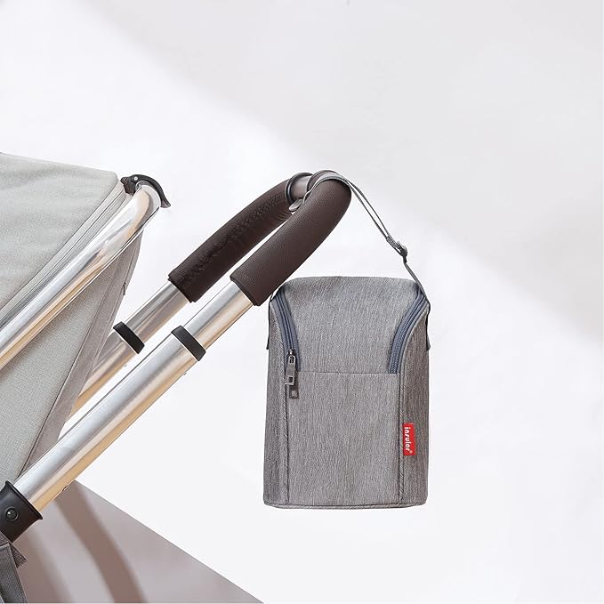 Marhynchus Nylon Baby Bottle Thermal Bag Portable Waterproof Storage Tote Pouch for Outdoor (grey)