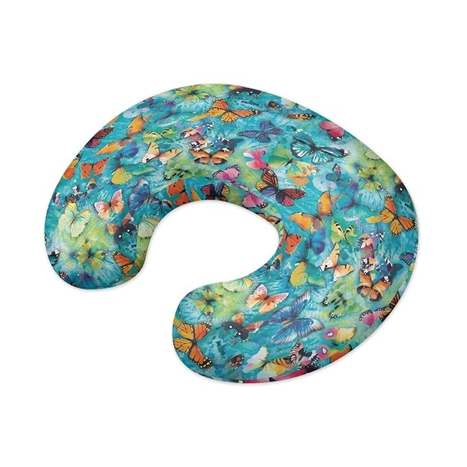Colorful Butterfly Nursing Pillow Cover Slipcover for Breastfeeding Pillows, Colorful Butterfly Fits On Standard Infant Nursing Pillows Quick-Dry Fabric