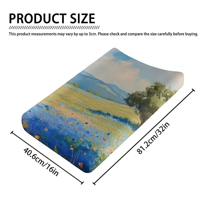 Breathable Diaper Changing Pad Cover for Baby Girls and Boys, Soft Changing Table Sheets 16 * 32 Inches, Countryside Scenery