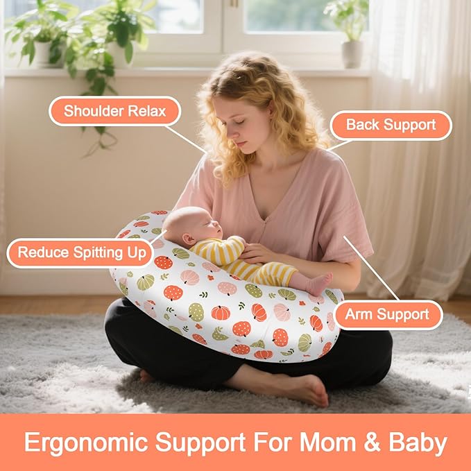 x-vesolje Baby Nursing Pillow for Breastfeeding, Adjustable Breastfeeding Pillow for Bottle Feeding, Nursing Support Pillow for Mom and Baby Healthier Nursing, Removable Cover- Pumpkin