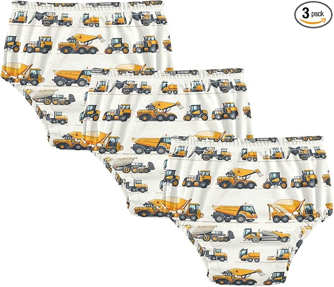 Little Boys Underwear Potty Training Pants Reusable Boxers Underwear for Toddler 3T Construction Vehicles