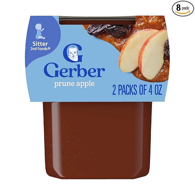 Gerber Stage 2 Baby Food, Prune Apple Puree Tubs, Baby Puree, 16PK