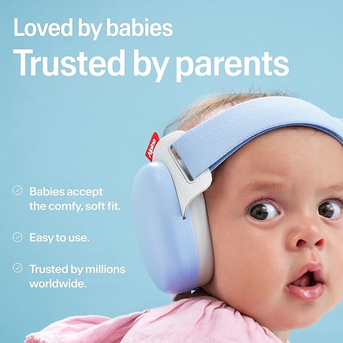 Alpine Muffy Baby Comfort - Protects Hearing for Babies and Toddlers - CE & ANSI Certified - Headband for Safe fit & Comfort - Adjustable for Ages 3-48 Months - 24dB Sound Reduction, Blue