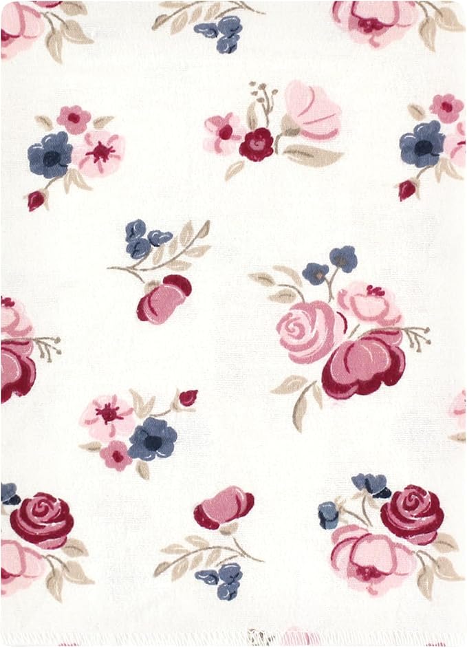 Hudson Baby Unisex Baby Cotton Flannel Burp Cloths Bundle, Dusty Rose Floral, One Size