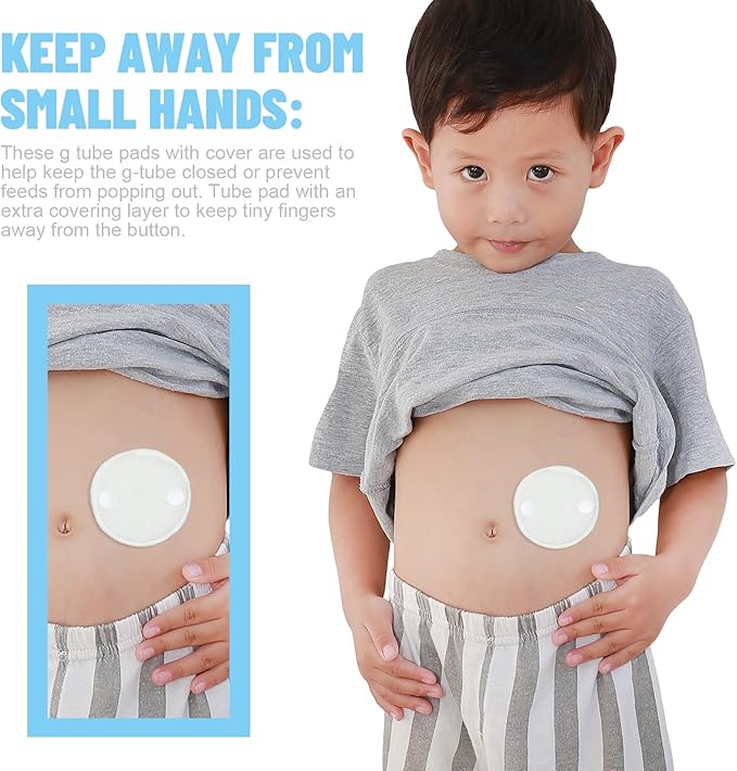 Sosation 20 Pack Feeding Tube Pads G Tube Button Pad with Cover Reusable Feeding Supplies Cotton Button Covers Peritoneal Abdominal Dialysis Peg Supplies for Nursing Care, White