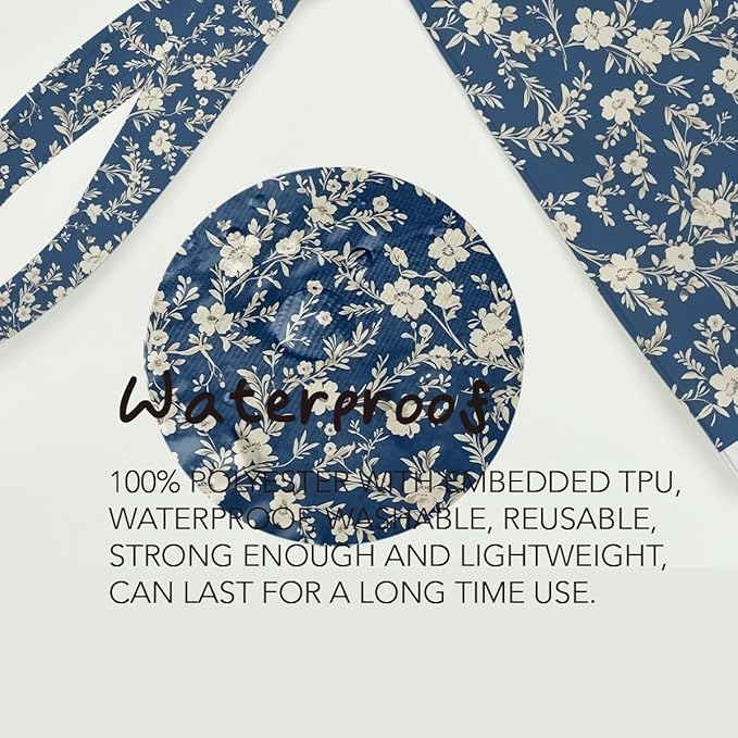 Fokongna Floral Print Wet Bag, Small Portable Waterproof Multi-Functional Organizer for Women, Blue Tiny White Floral, Ideal for Daily, Beach & Travel