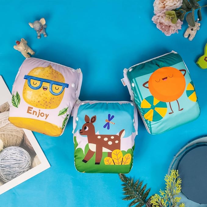 ALVA 3-Pack Reusable Swim Diapers (Small, 10-19 lbs) - Adjustable, Waterproof, Unisex Incontinence Protector for Baby Boys & Girls - Eco-Friendly, Fashionable Design