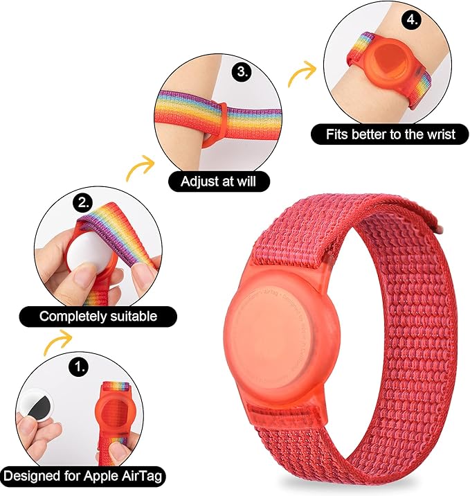 Bracelet for Kids, Protective Cover with Nylon Wristband, Anti Lost GPS Trackers Case Cover Elastic Watch Band for Toddlers Girls Boys Elders(Red)