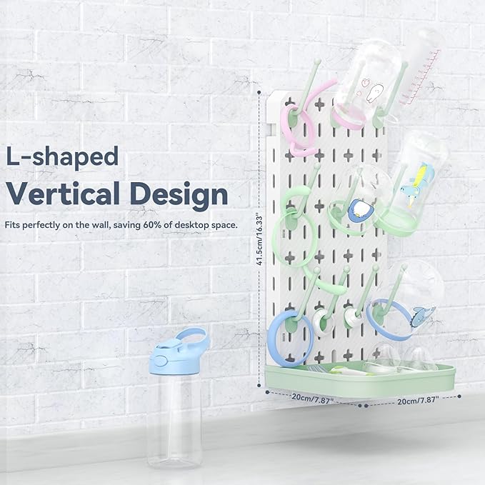 Baby Bottle Drying Rack Baby Bottle Holder Space Saving Bottle Dryer Rack Station Countertop Storage Organizer 12 Travel Bottle Drying Rack Vertical Breast Pump Part Plastic Bag Cup Dryer Tower Green