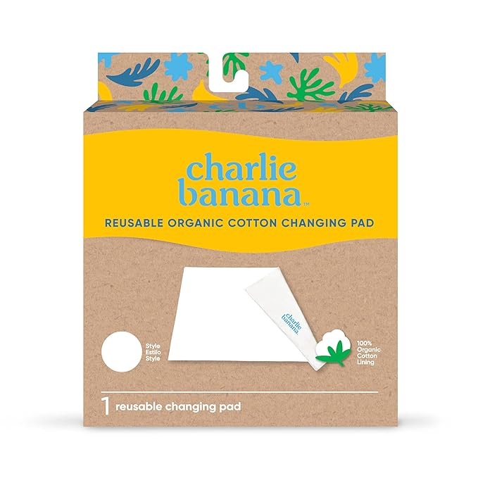 Charlie Banana Baby Reusable and Washable Ultra Soft Cotton Changing Pad, White