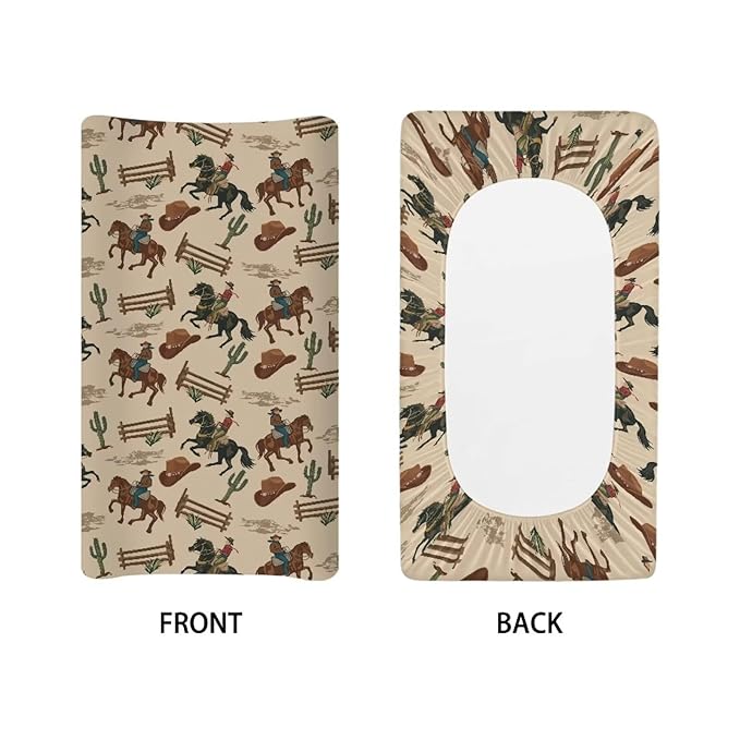 ZDCUSTOM Western Cowboy Cactus Changing Pad Cover for Boys, Baby Changing Pad Cover, Changing Table Cover Diaper Changing Pad Cover Sheets