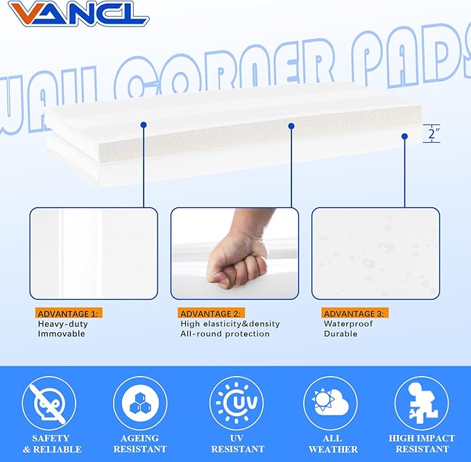 Wall Corner Pads White Two Sides Wall Corner Padding Heavy Duty Wall Safety Padding Waterproof Durable 2 Sides Wall Corner Guards for Protector