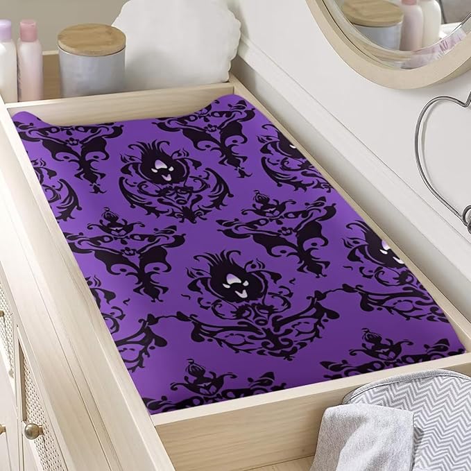 Halloween Ghost Diaper Changing Pad Cover Purple Changing Table Covers for Newborn Infant Changing Pad Sheets Baby Diaper Changing Mat