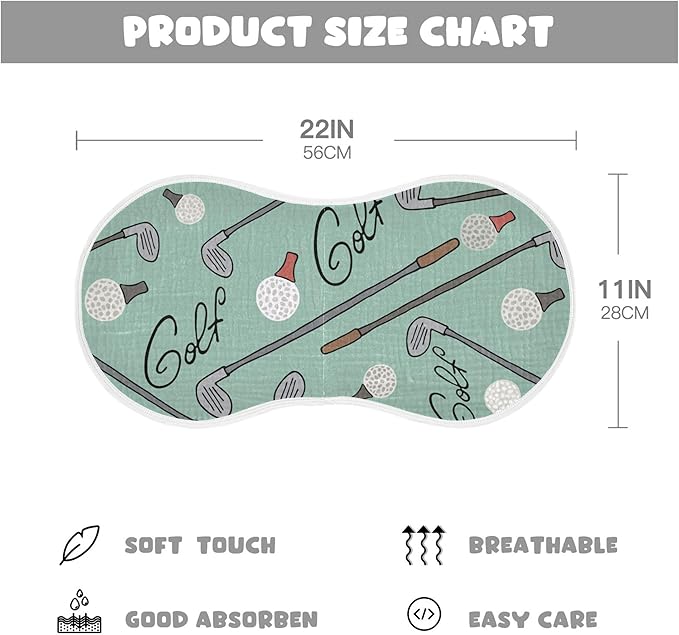 Golf Cartoon Burp Cloths Baby Boys Girls Absorbent Soft Cotton Burping Cloths Rags 1 Pack