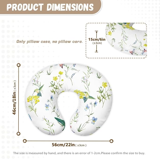 Nursing Pillow Cover Breastfeeding Pillow Slipcover, Birdie,Nursing Pillow Case for Newborn Boys Girls, Soft Fabric Fits Snug On Infant, Washable & Breathable