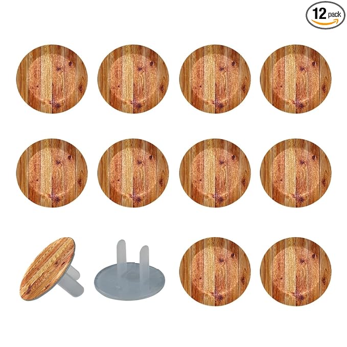 Pine Flooring Boards Texture (2) Outlet Plug Covers - 12/24 Pack Safety Electrical Plug Protectors