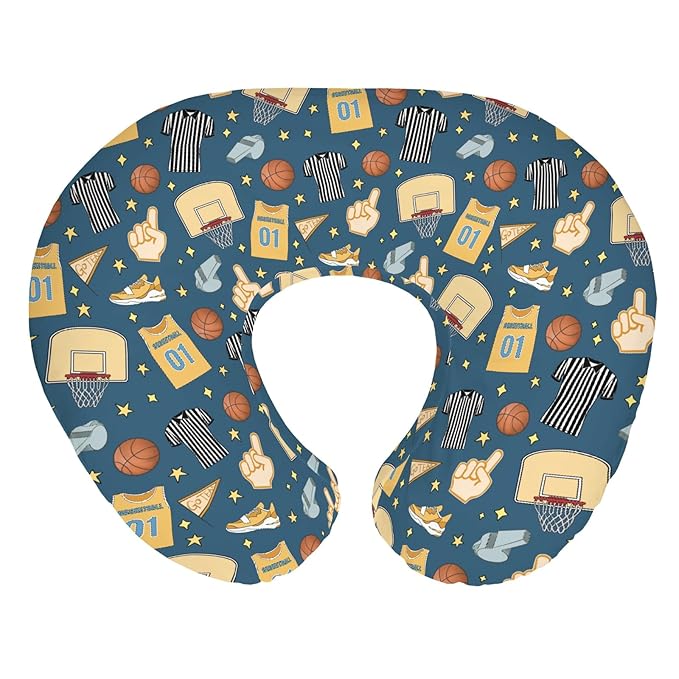 Basketballs Baby Nursing Pillow Covers for Boy Girl Basketballs Fan Stars Suits Nursery Pillowcase for Breastfeeding Pillows Outdoor Sports Lovers Gift Soft Stretchy Slipcover for Newborn Infant