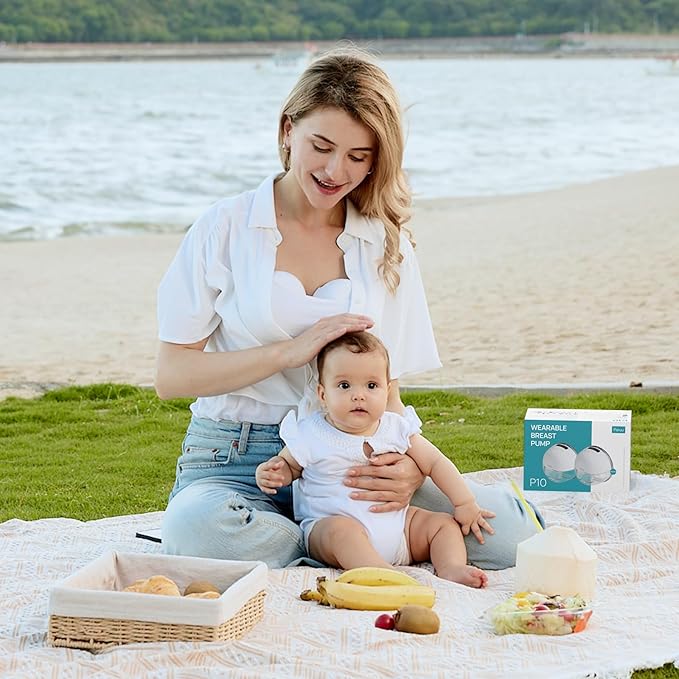 Paruu P10 Old Version Hands-Free Breast Pump Wearable, 338mmHg Strong Suction, Low Noise, 4 Modes & 9 Levels, Electric Breast Pump Portable, Smart Display, 19/21/24/28mm Insert/Flange, 2 Pack (White)