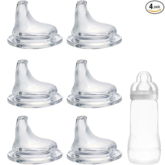 6Pack Replacement Silicone Spout Compatible with MAM Bottles & Glass Bottles, Nipple Replacement Spouts Leak-Proof, BPA-Free, Easy to Clean, Easy Transition from Bottle to Cup