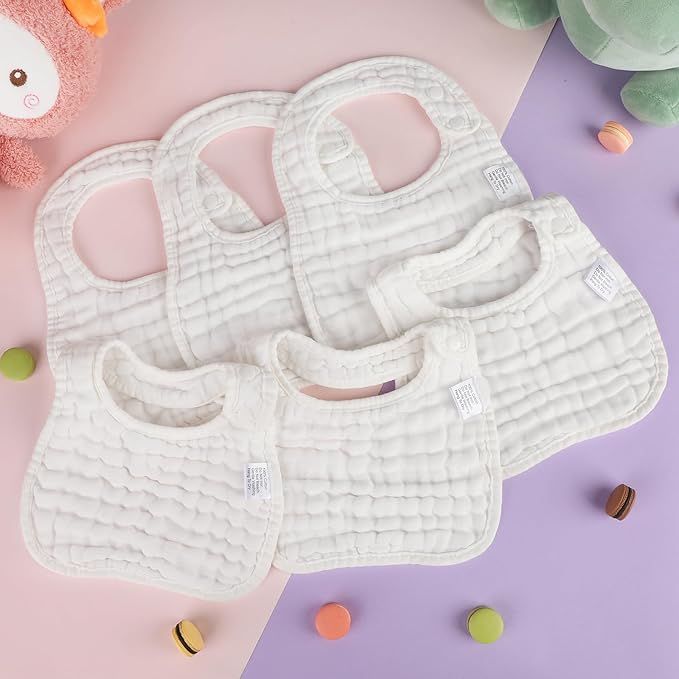 Accmor Muslin Baby Bibs, 6 Pack Soft Cotton Baby Bandana Drool Bibs for Boys Girls Teething and Drooling